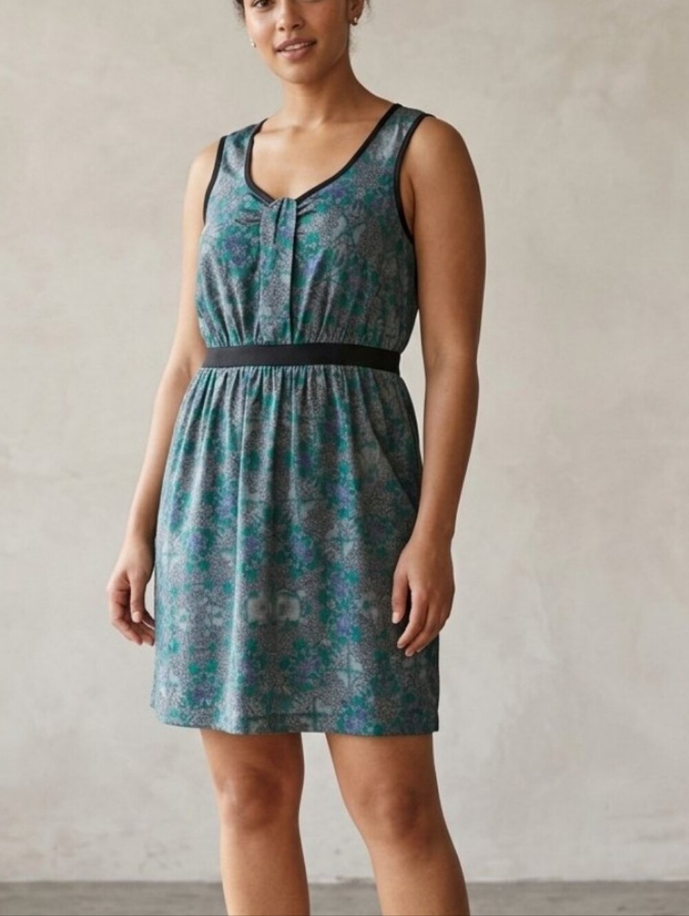 Kensie Sleeveless Empire-Waist Geometric Print Mini Dress